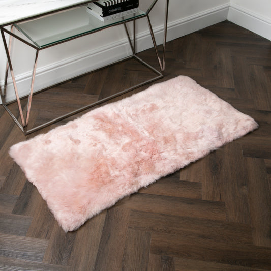 Pink Rectangle Sheepskin Rug - 70 x 140cm - CasaFenix