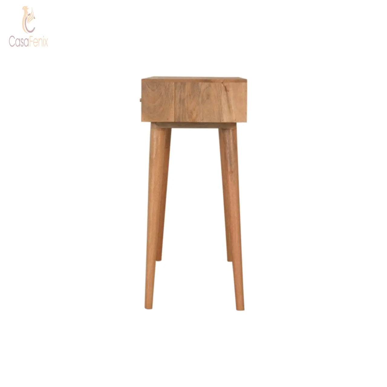 Sarina Console 3 Drawer Table 100% solid mango wood in an oak-ish finish - CasaFenix