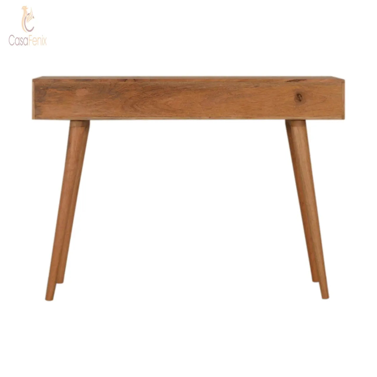 Sarina Console 3 Drawer Table 100% solid mango wood in an oak-ish finish - CasaFenix