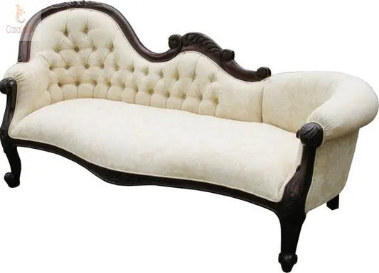 Single Ended Chaise Lounge Upholstered Bedroom Seat / Seat Solid Mahogany - CasaFenix