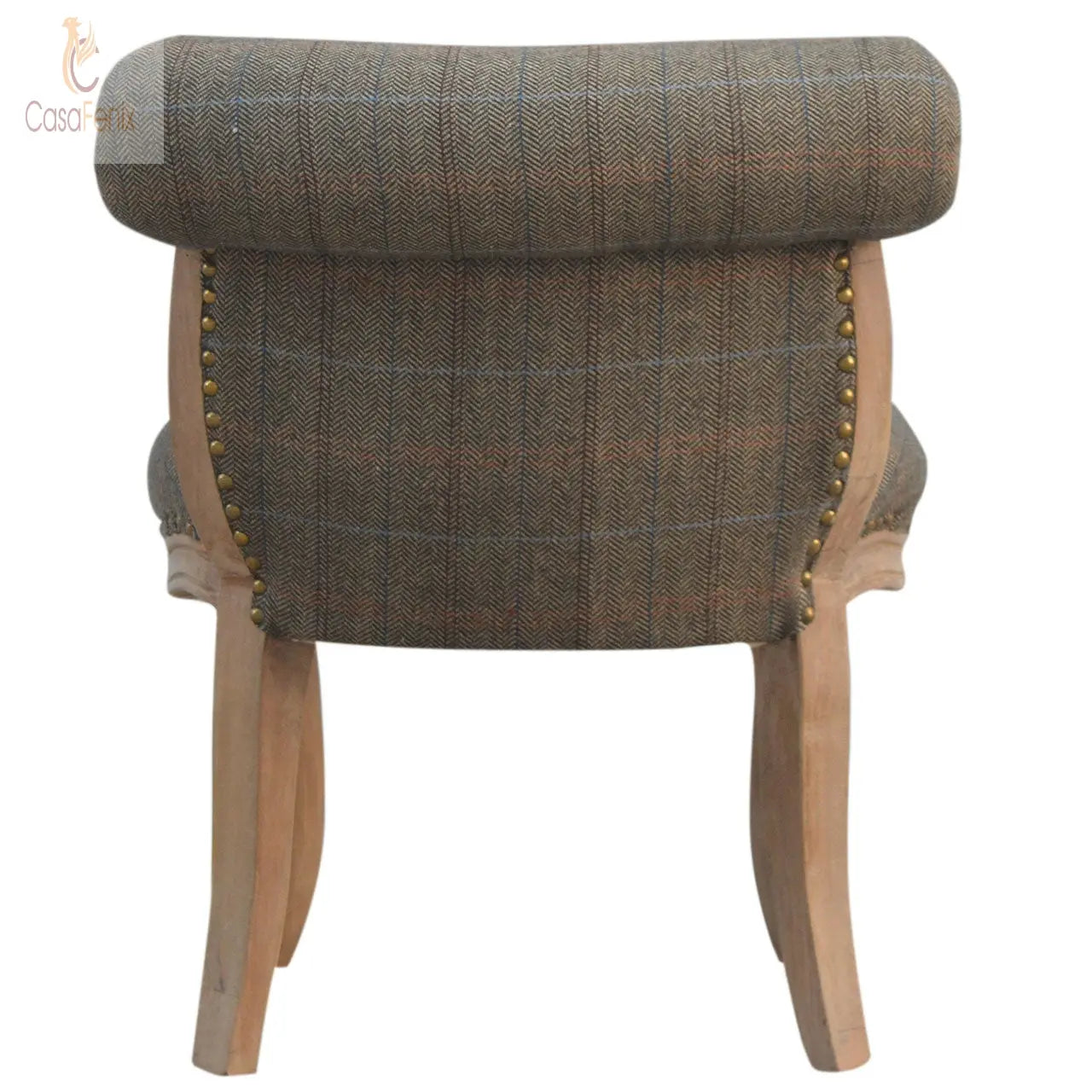 Small Multi Tweed French Chantilly style Chair 100% solid mango wood and upholstered in 100% multi tweed - CasaFenix