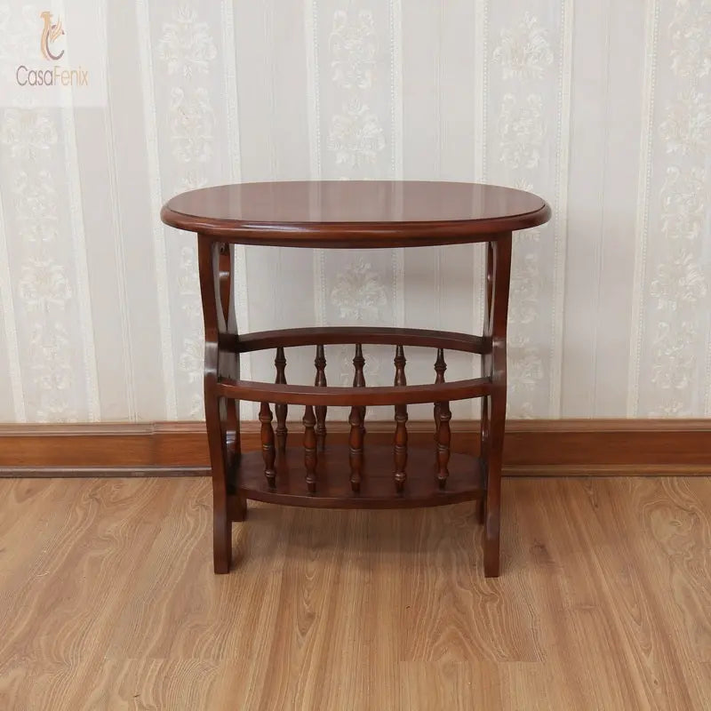 Solid Mahogany Magazine Rack Table - CasaFenix