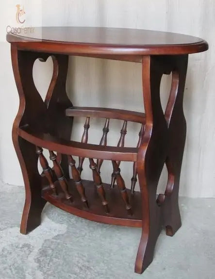 Solid Mahogany Magazine Rack Table - CasaFenix