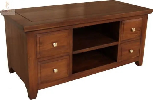 Yorke Contemporary Collection Wide TV Unit / Stand Solid Mahogany - CasaFenix