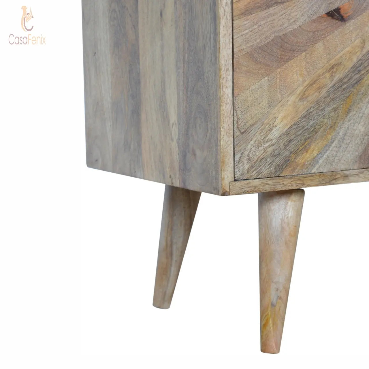 Sunrise Pattern Oak-Ish Solid Wood Cabinet 2 Door Storage - CasaFenix