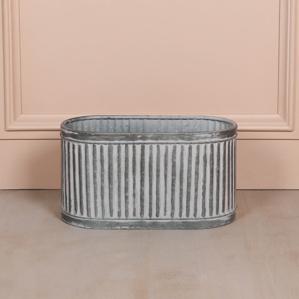 Galvanised Steel Ribbed Trough Planter Small Planter CasaFenix