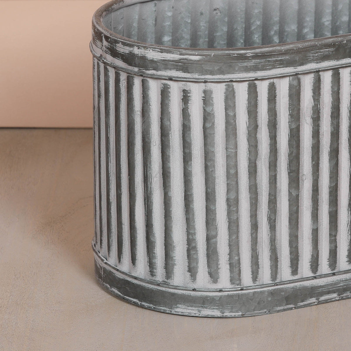 Galvanised Steel Ribbed Trough Planter Small Planter CasaFenix