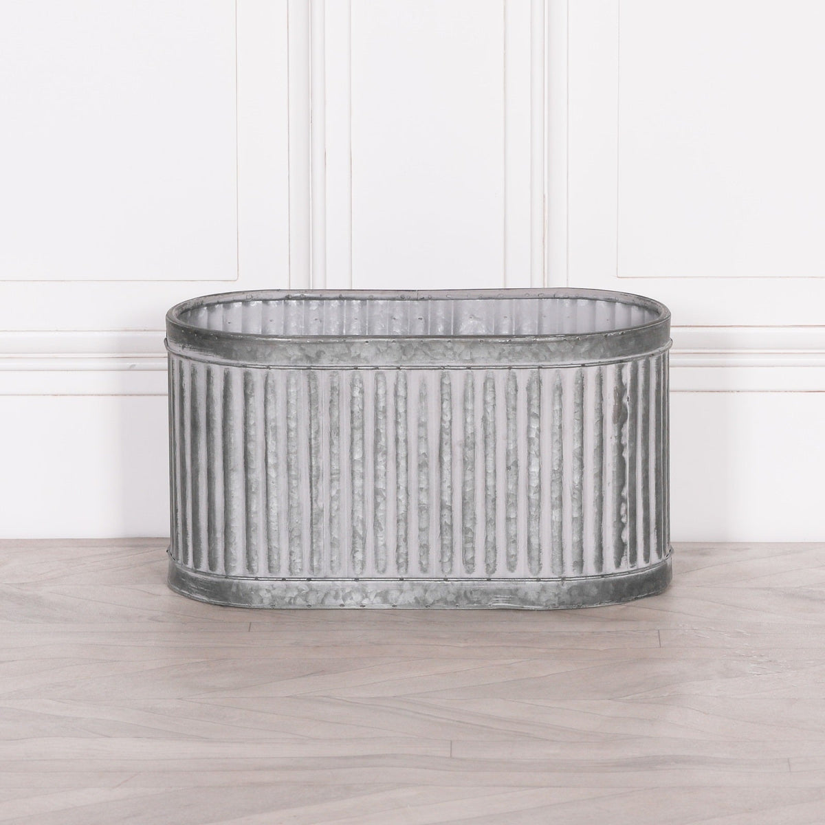Galvanised Steel Ribbed Trough Planter Small Planter CasaFenix