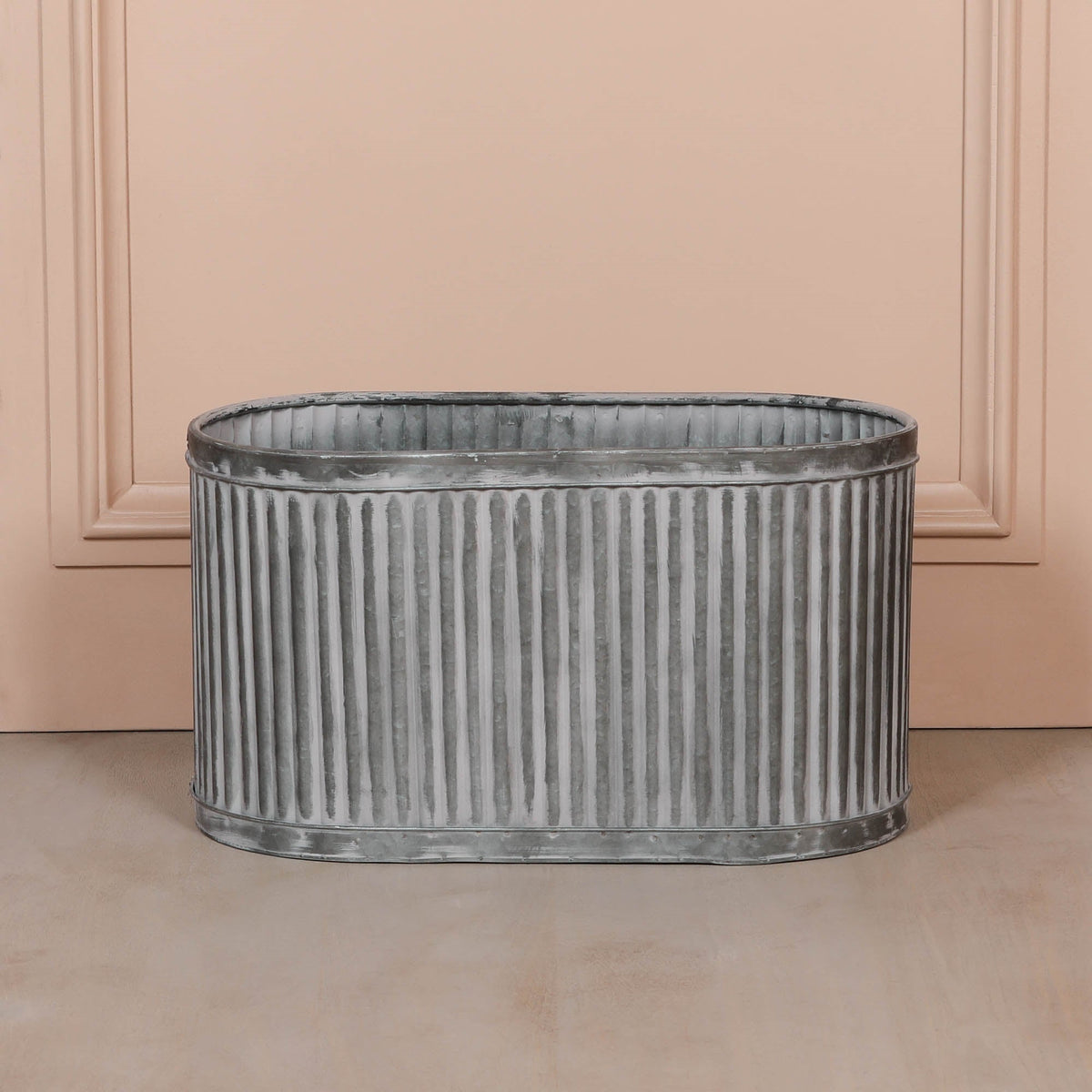 Galvanised Steel Ribbed Trough Planter Large Planter CasaFenix