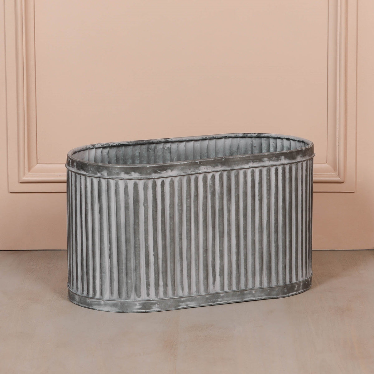 Galvanised Steel Ribbed Trough Planter Large Planter CasaFenix