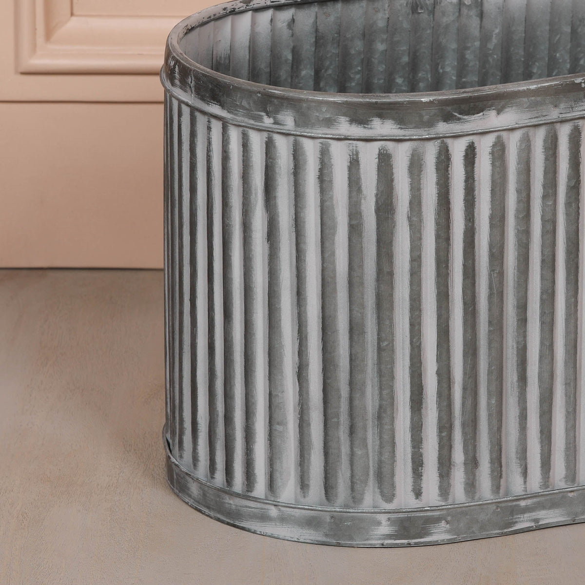 Galvanised Steel Ribbed Trough Planter Large Planter CasaFenix