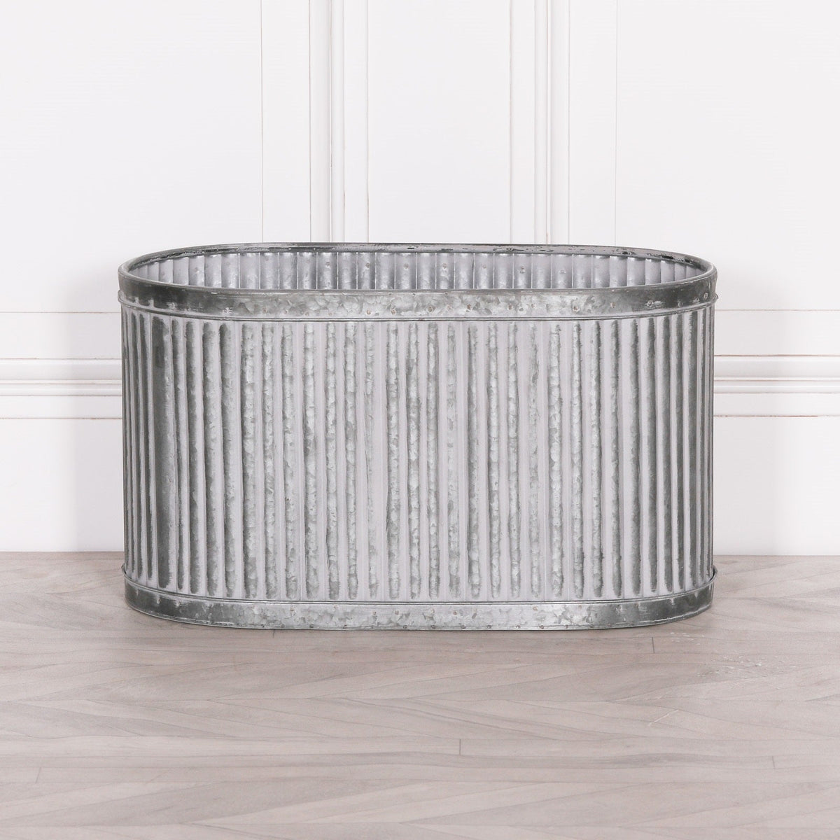 Galvanised Steel Ribbed Trough Planter Large Planter CasaFenix
