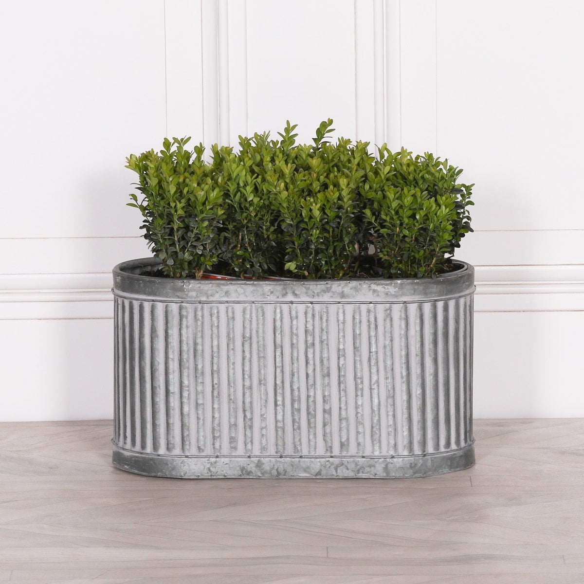 Galvanised Steel Ribbed Trough Planter Large Planter CasaFenix