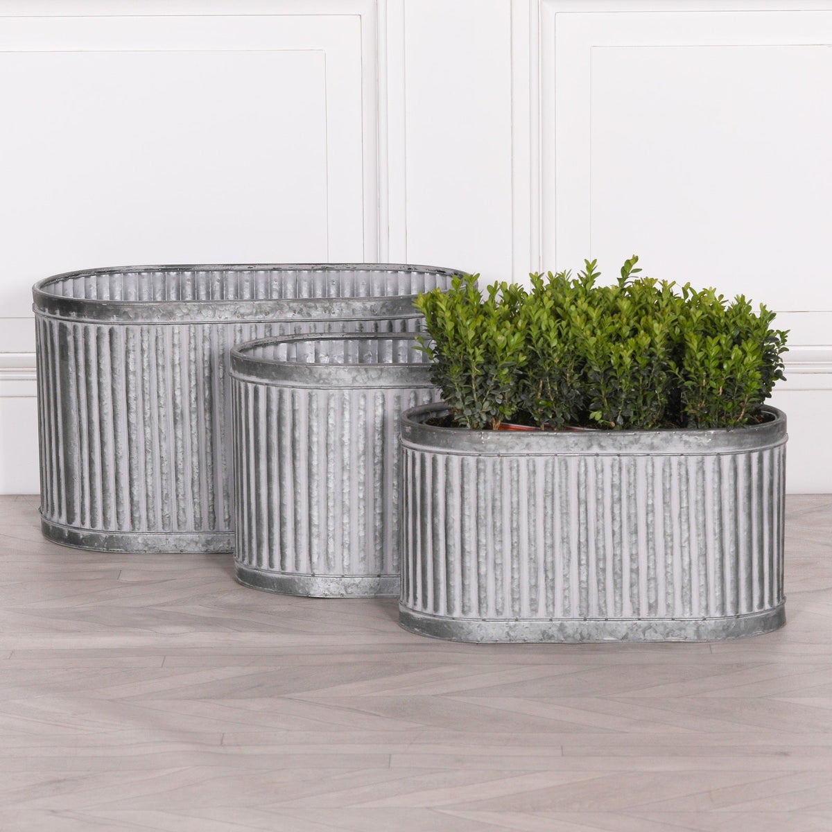 Galvanised Steel Ribbed Trough Planter Large Planter CasaFenix