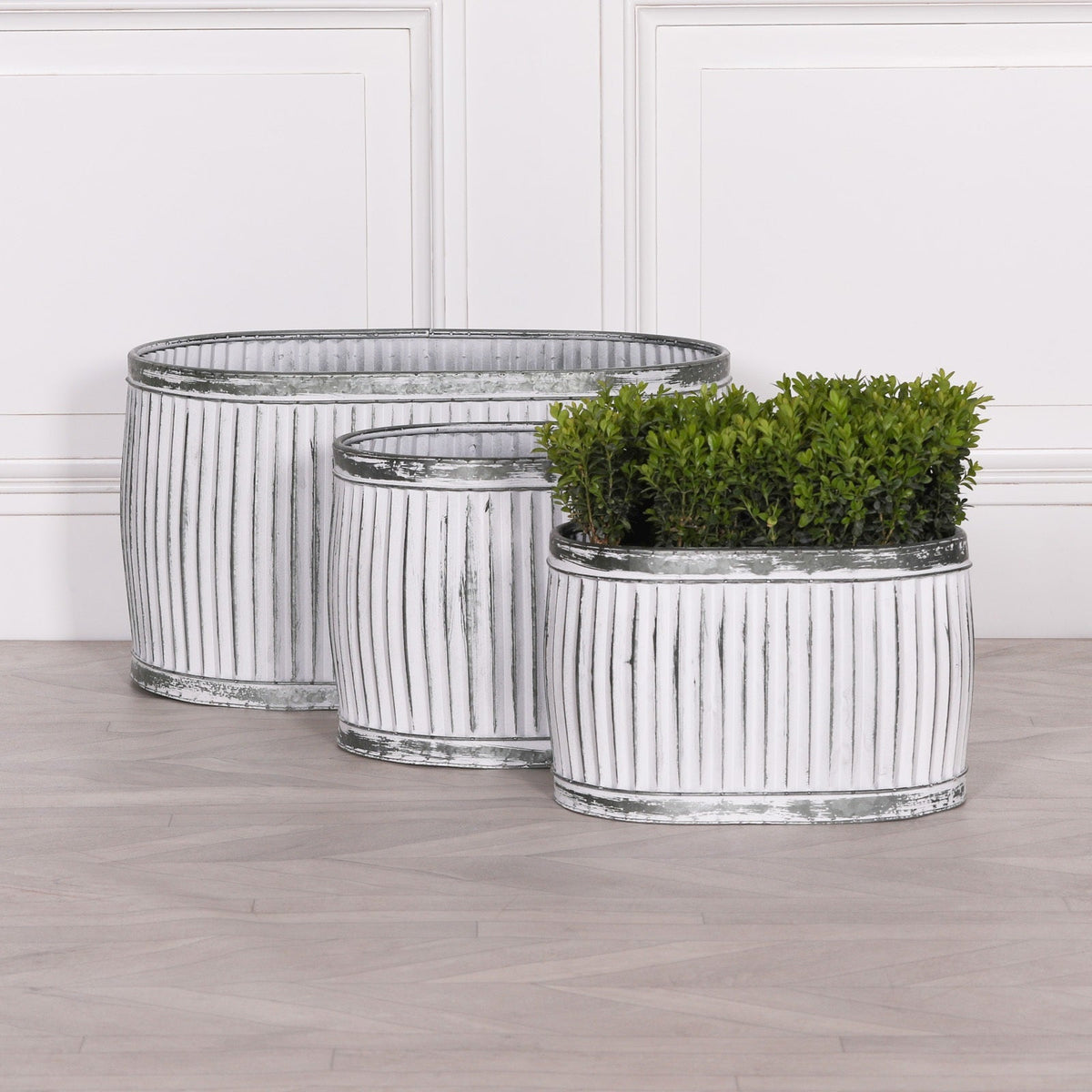 Galvanised Steel Oval Dolly Tub Planter Large Planter CasaFenix