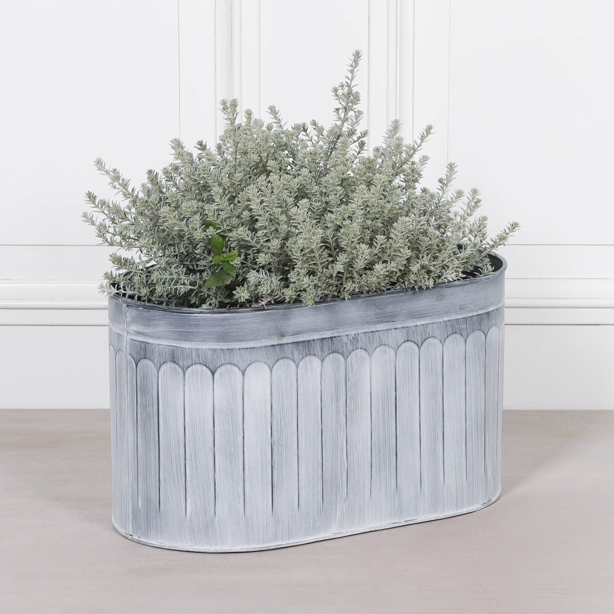 Galvanised Steel Arched Pattern Planter Medium 53cm Planter CasaFenix