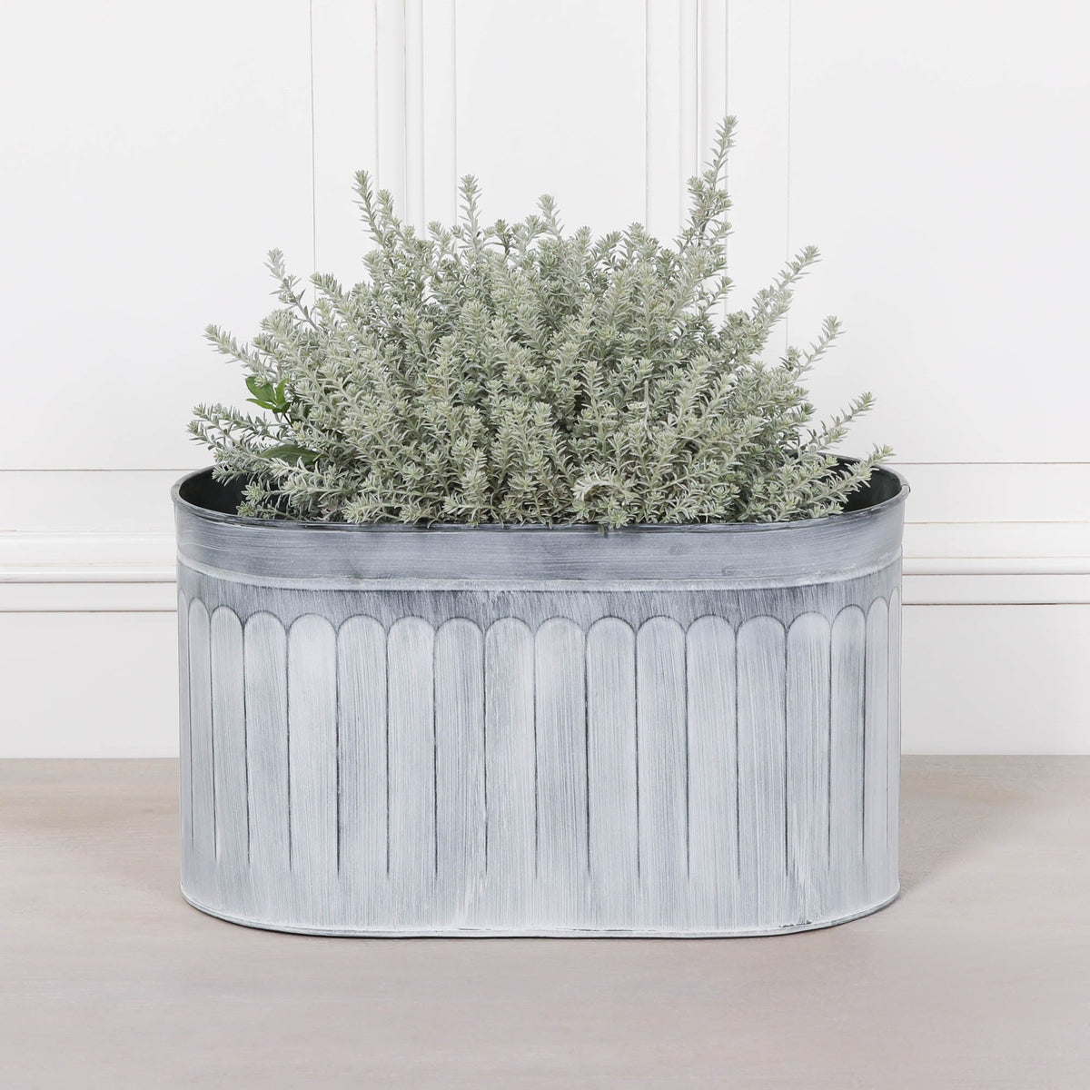 Galvanised Steel Arched Pattern Planter Medium 53cm Planter CasaFenix
