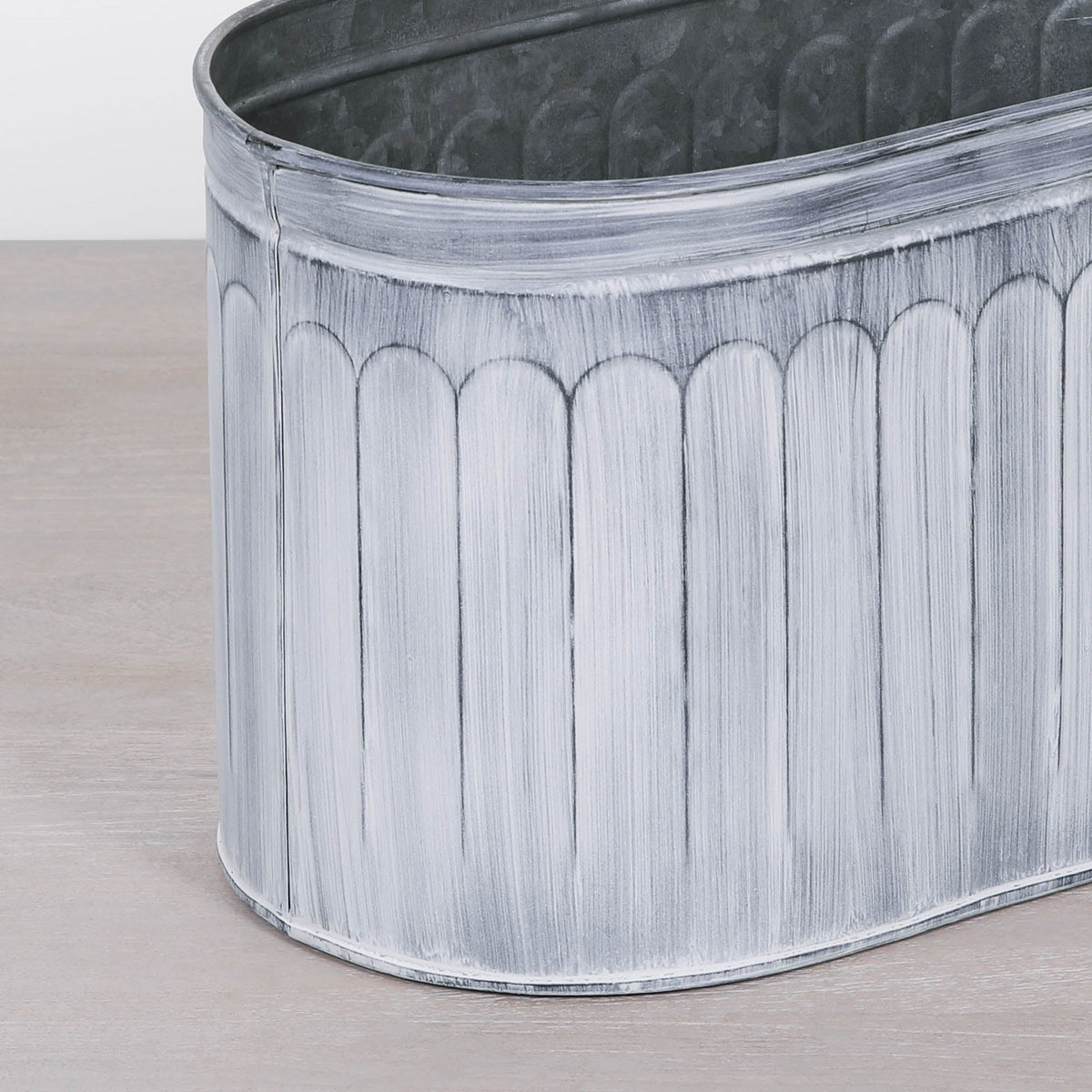 Galvanised Steel Arched Pattern Planter Medium 53cm Planter CasaFenix