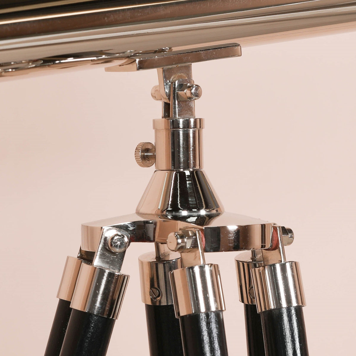 Brass Nickel-Plated Telescope on Black Wooden Tripod Stand 25x Magnification Telescope CasaFenix