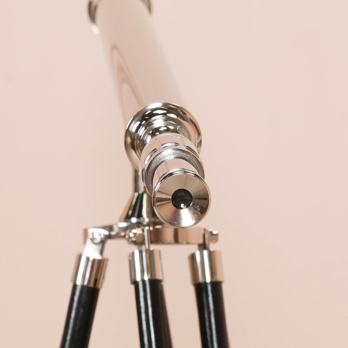 Brass Nickel-Plated Telescope on Black Wooden Tripod Stand 25x Magnification Telescope CasaFenix