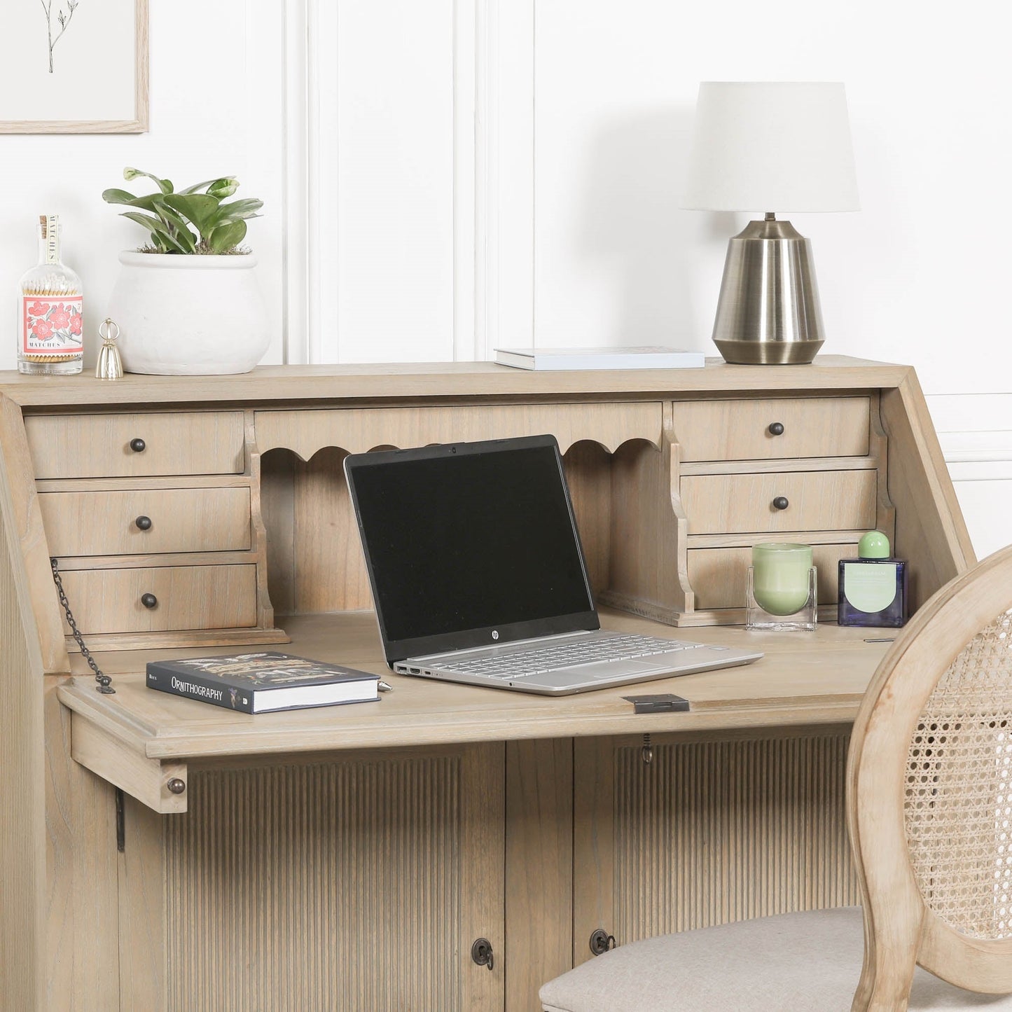 Rustic White Cedar Wood Rustic Wooden Bureau Desk Desk CasaFenix