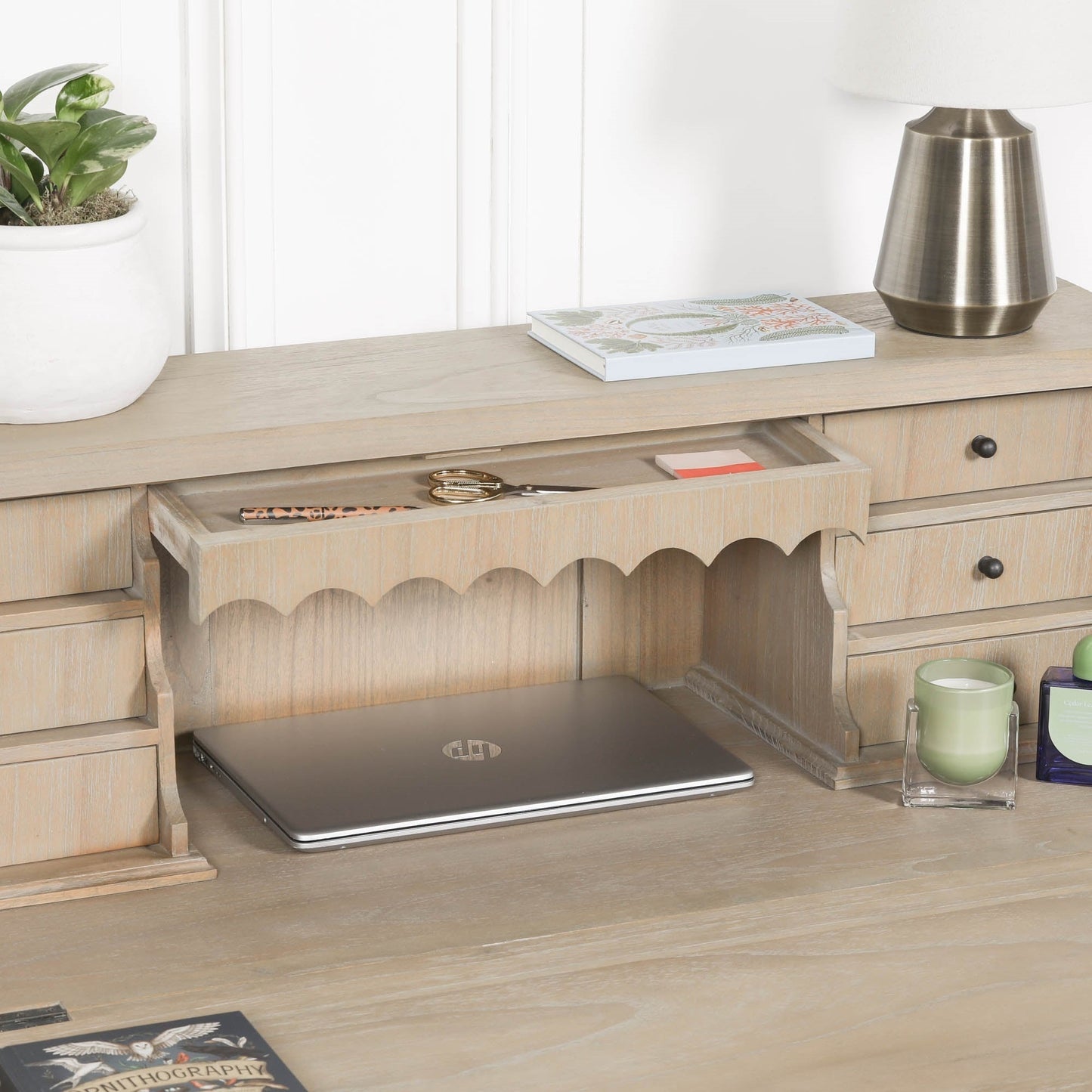 Rustic White Cedar Wood Rustic Wooden Bureau Desk Desk CasaFenix