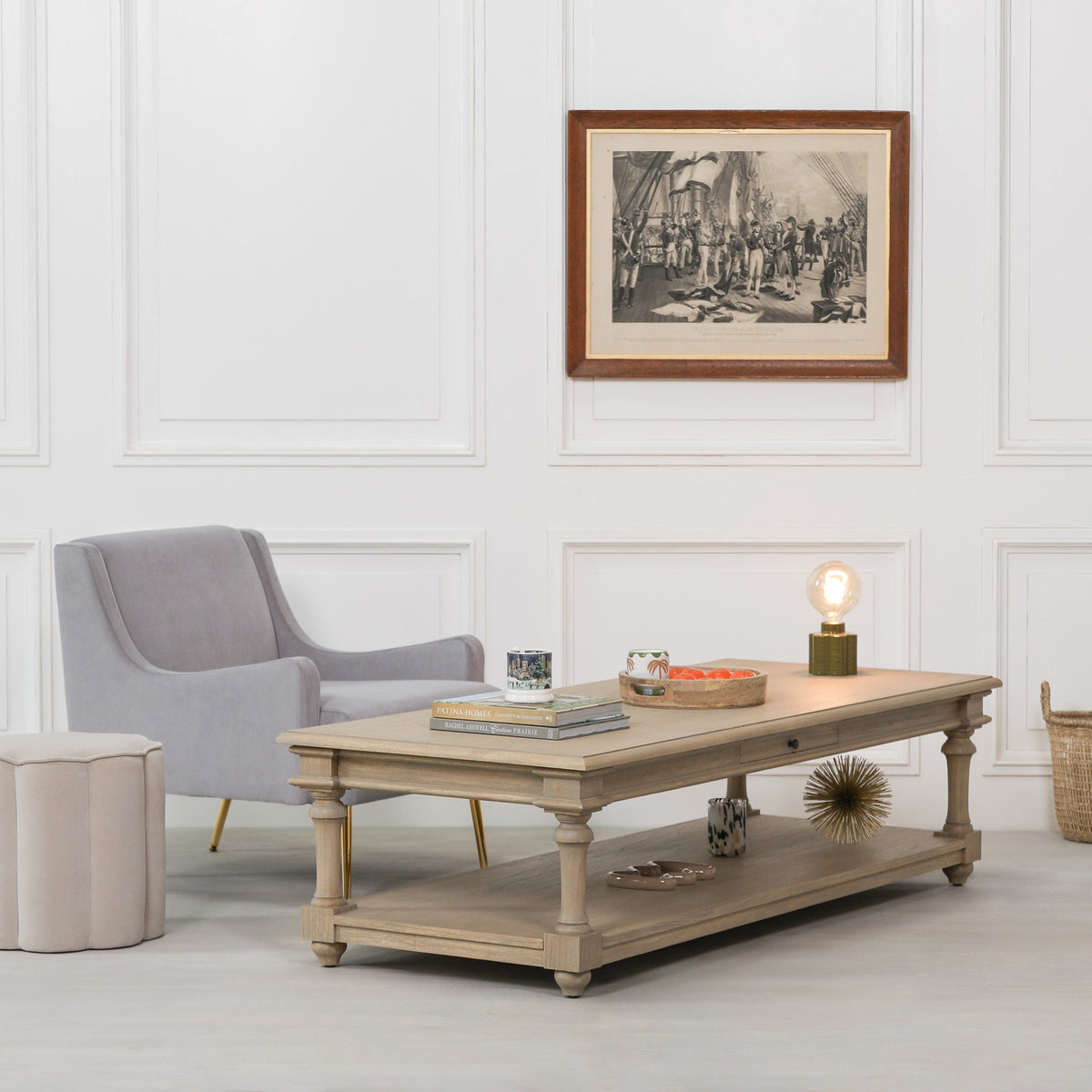 Handcrafted White Cedar Wood Coffee Table with Drawer in Rustic Finish — 170cm Coffee table CasaFenix