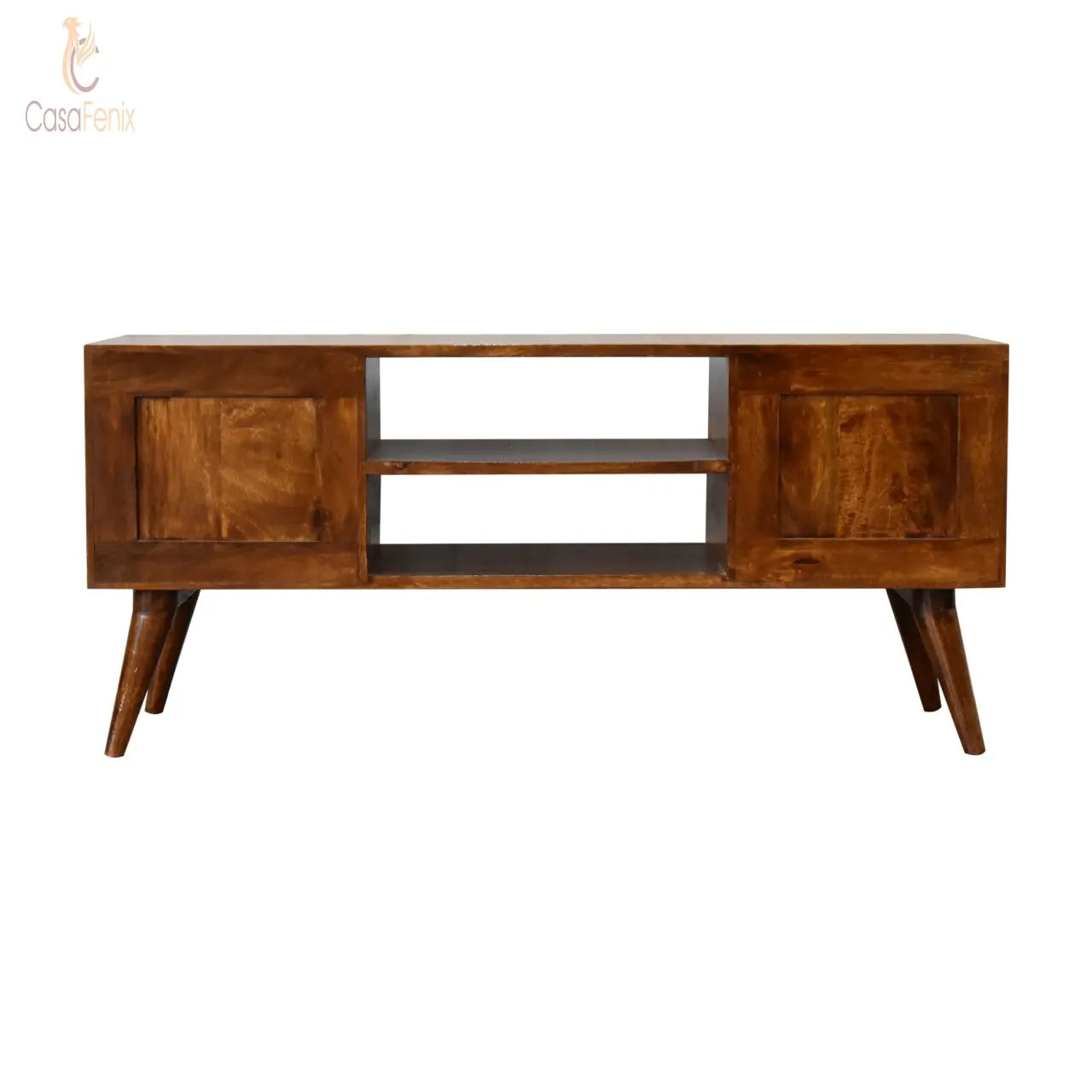 Torun Media TV Unit Stand 4 Drawer Solid Mango Wood With Chestnut FInish - CasaFenix
