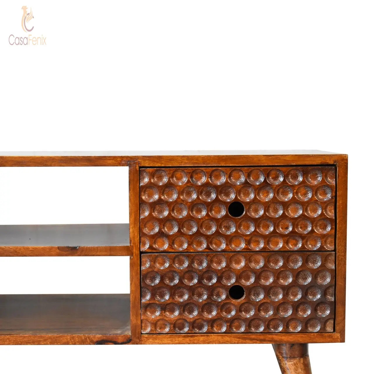 Torun Media TV Unit Stand 4 Drawer Solid Mango Wood With Chestnut FInish - CasaFenix