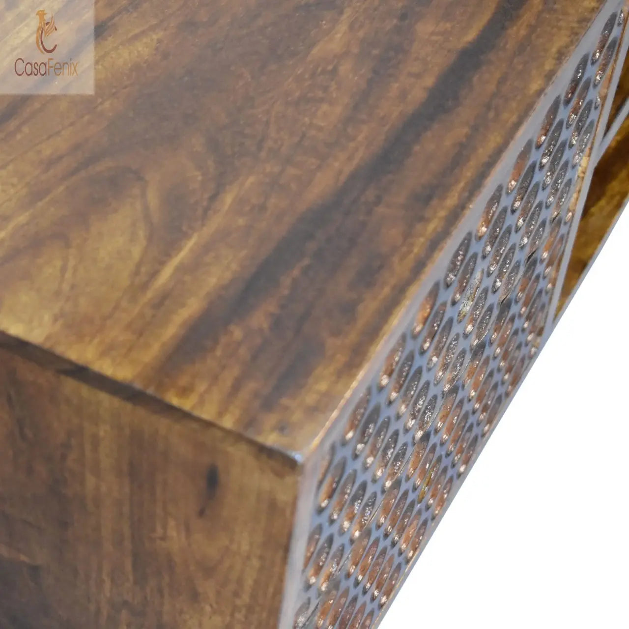 Torun Media TV Unit Stand 4 Drawer Solid Mango Wood With Chestnut FInish - CasaFenix