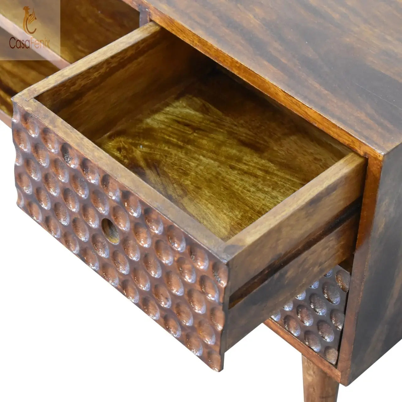 Torun Media TV Unit Stand 4 Drawer Solid Mango Wood With Chestnut FInish - CasaFenix