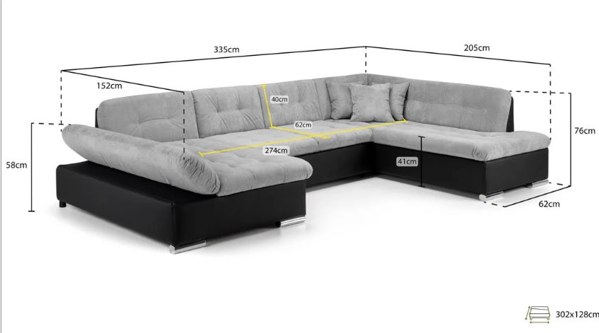 TO DO Bergen Convertible Sofabed Large Corner Sofa With Storage in Grey Sofa CasaFenix