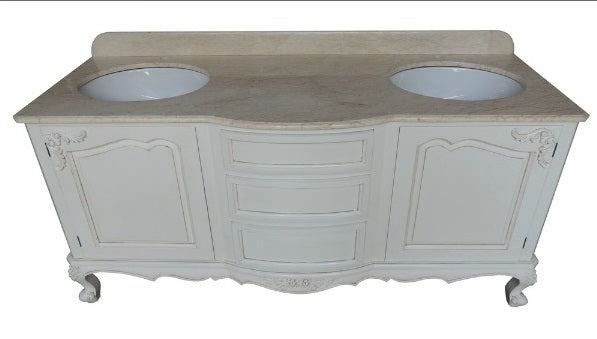 Solid Mahogany French Double Bathroom Vanity Unit With 2 Sinks Marble Top (Copy) Vanity unit CasaFenix