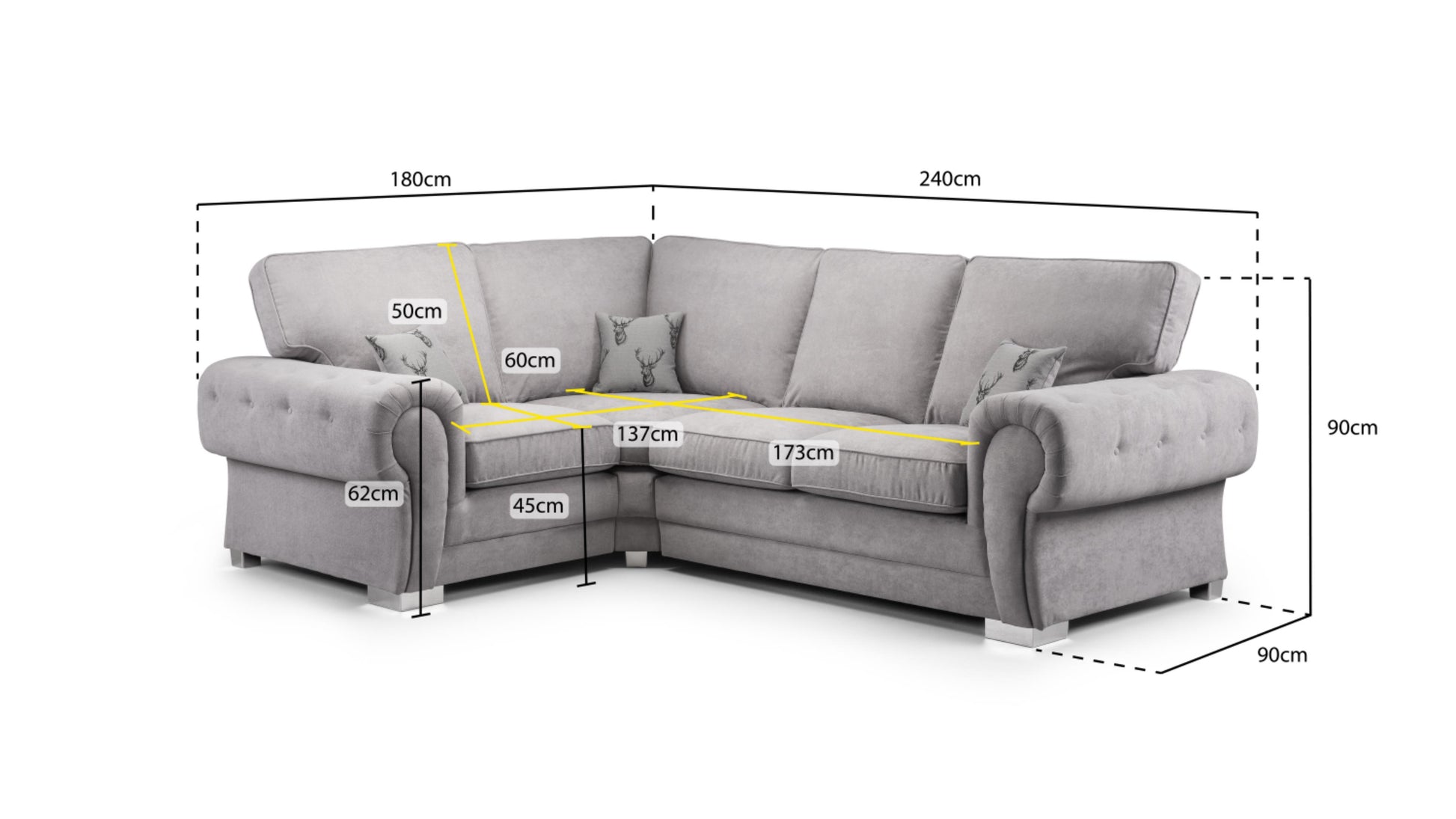 Verona Fullback Fabric Sofa In Black or Grey. 1, 2, 3 Seat Settee & Corner Sofa, Swivel Chair & Footstool Sofa CasaFenix