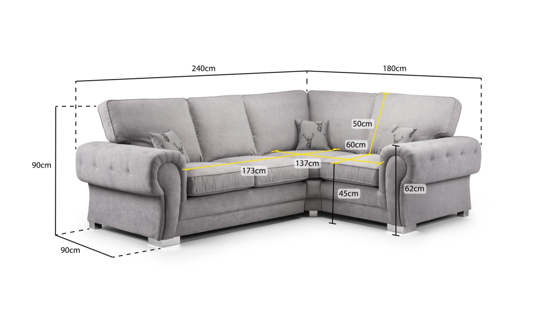 Verona Fullback Fabric Sofa In Black or Grey. 1, 2, 3 Seat Settee & Corner Sofa, Swivel Chair & Footstool Sofa CasaFenix