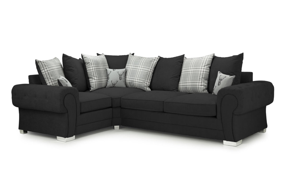 Verona Scatterback Fabric Sofa In Black or Grey. 1, 2, 3 Seat Settee & Corner Sofa, Swivel Chair & Footstool Sofa CasaFenix