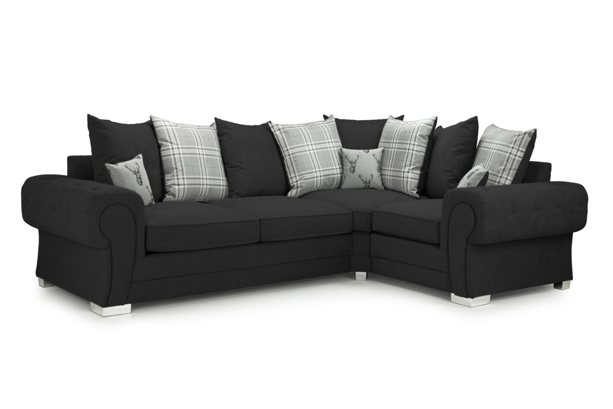 Verona Scatterback Fabric Sofa In Black or Grey. 1, 2, 3 Seat Settee & Corner Sofa, Swivel Chair & Footstool Sofa CasaFenix