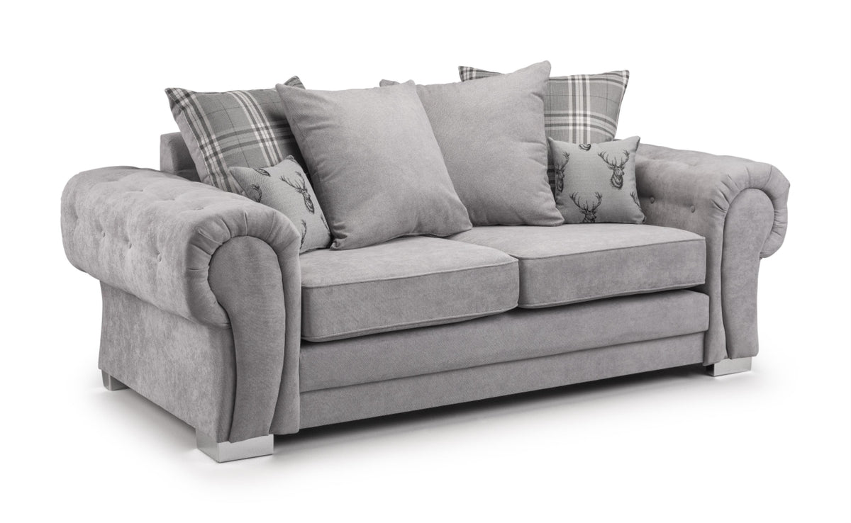 Verona Scatterback Fabric Sofa In Black or Grey. 1, 2, 3 Seat Settee & Corner Sofa, Swivel Chair & Footstool Sofa CasaFenix