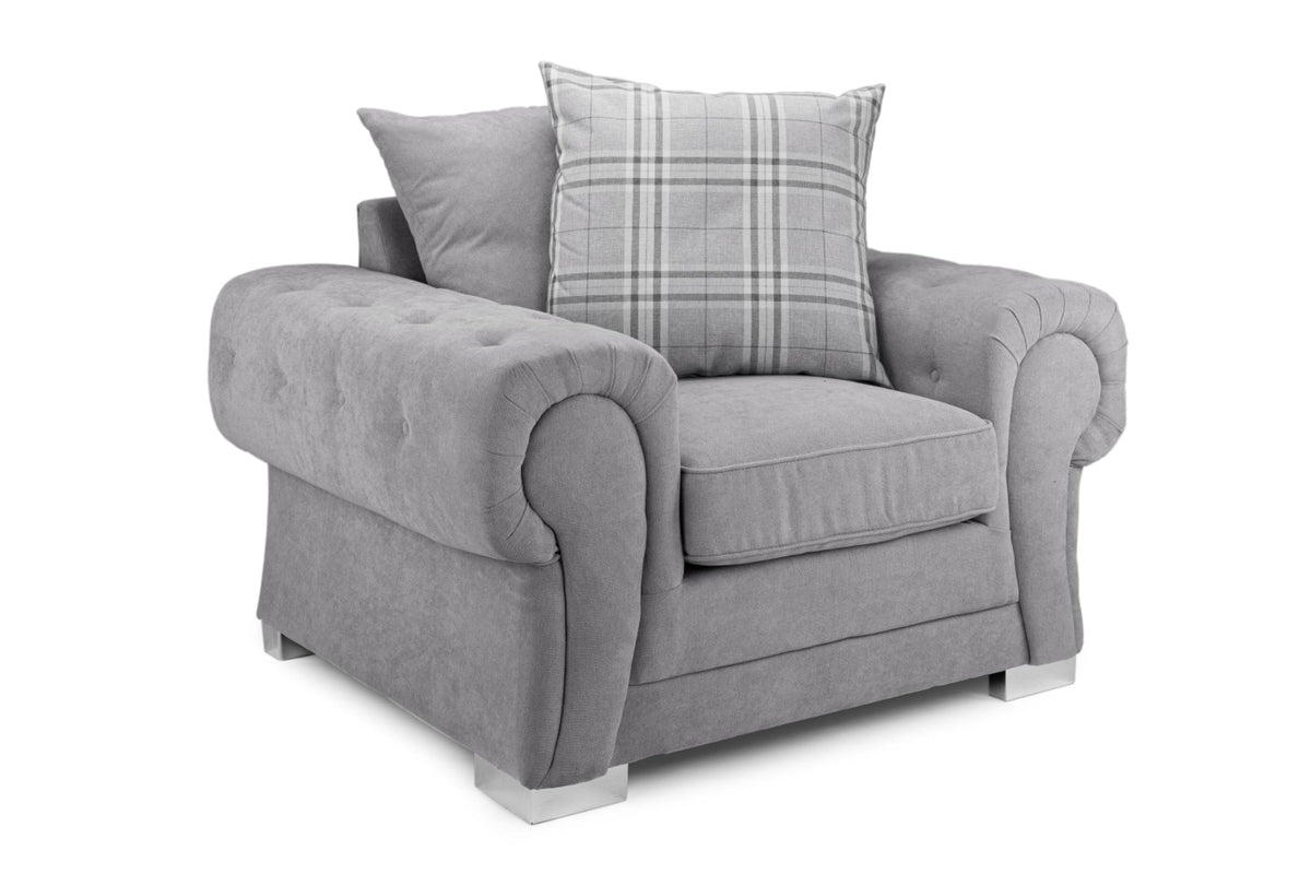 Verona Scatterback Fabric Sofa In Black or Grey. 1, 2, 3 Seat Settee & Corner Sofa, Swivel Chair & Footstool Sofa CasaFenix