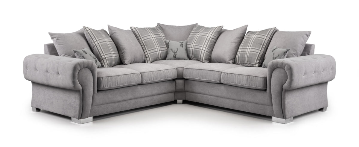 Verona Scatterback Fabric Sofa In Black or Grey. 1, 2, 3 Seat Settee & Corner Sofa, Swivel Chair & Footstool Sofa CasaFenix