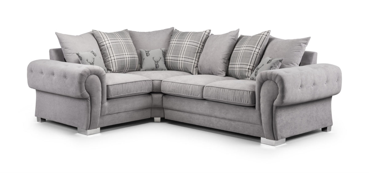 Verona Scatterback Fabric Sofa In Black or Grey. 1, 2, 3 Seat Settee & Corner Sofa, Swivel Chair & Footstool Sofa CasaFenix