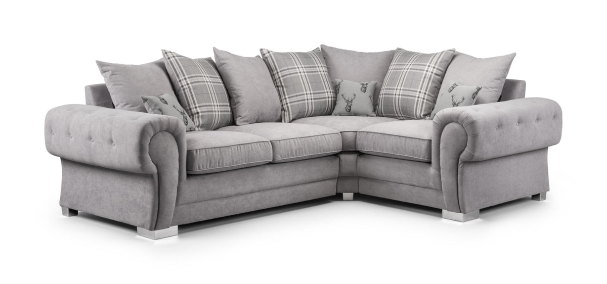 Verona Scatterback Fabric Sofa In Black or Grey. 1, 2, 3 Seat Settee & Corner Sofa, Swivel Chair & Footstool Sofa CasaFenix