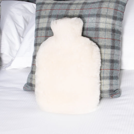 White Sheepskin Hot Water Bottle 37 x 23cm - CasaFenix