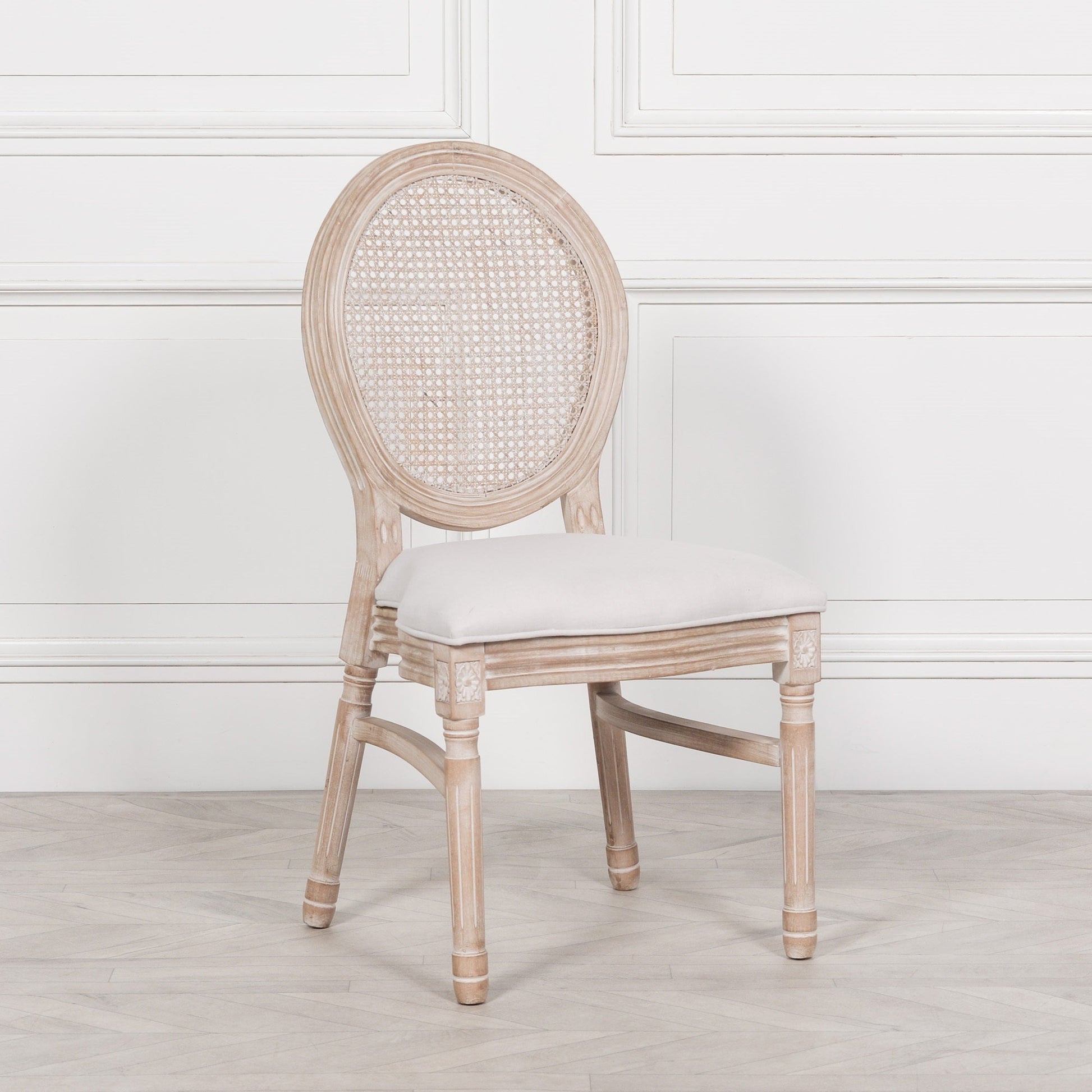Light Wooden Louis Upholstered Dining Chair  CasaFenix