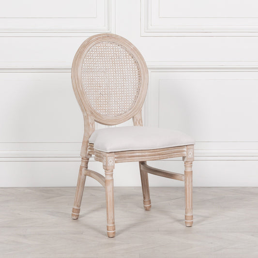 Light Wooden Louis Upholstered Dining Chair  CasaFenix
