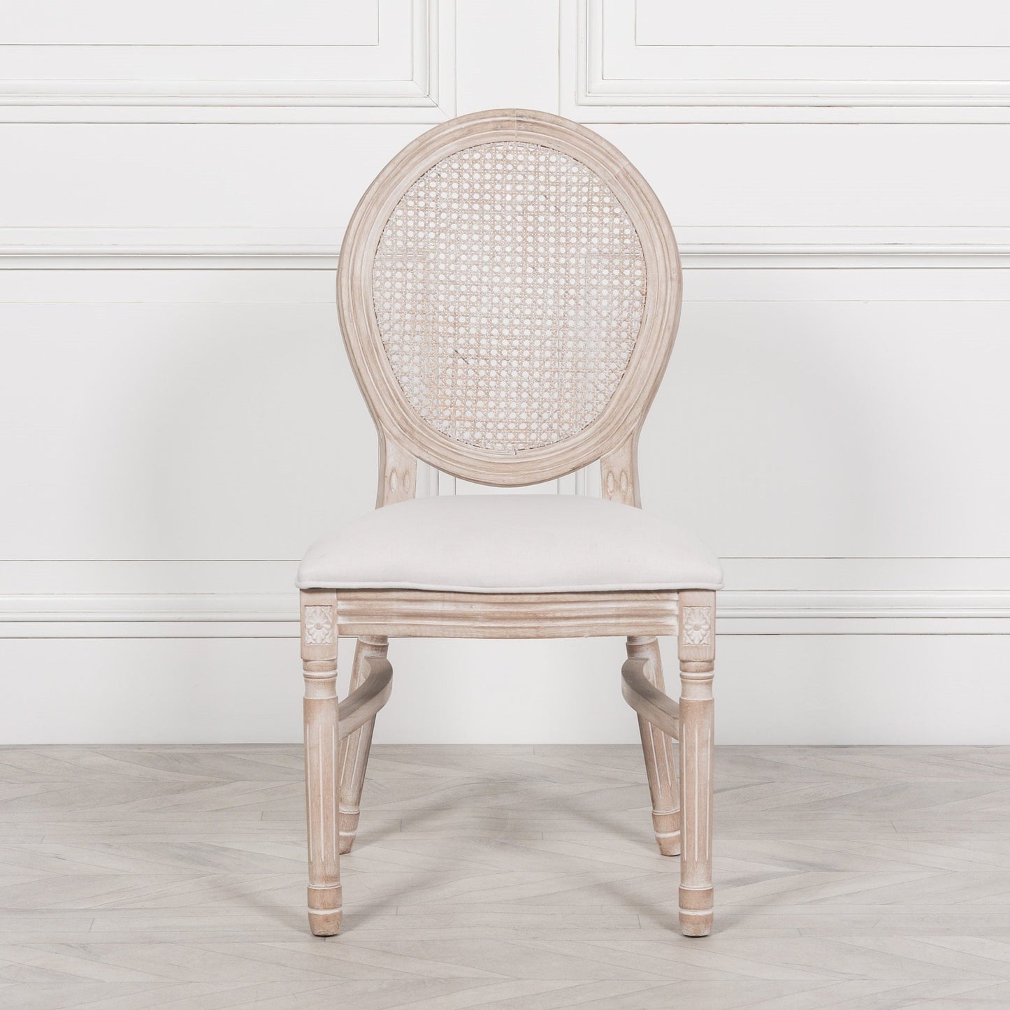 Light Wooden Louis Upholstered Dining Chair  CasaFenix