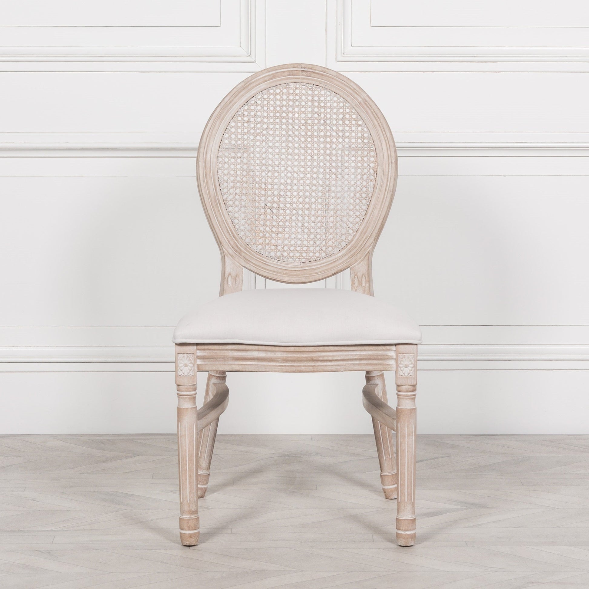 Light Wooden Louis Upholstered Dining Chair  CasaFenix