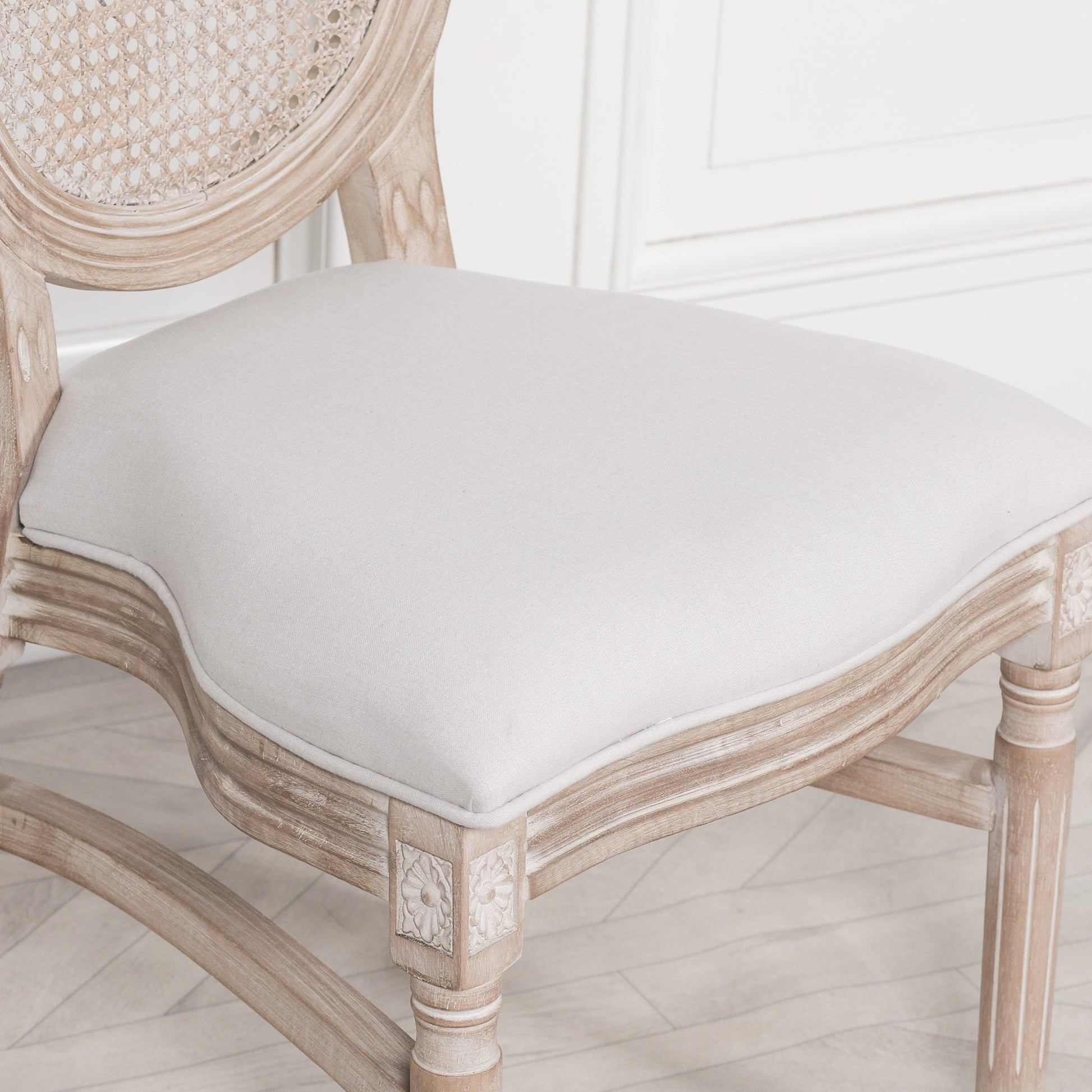Light Wooden Louis Upholstered Dining Chair  CasaFenix
