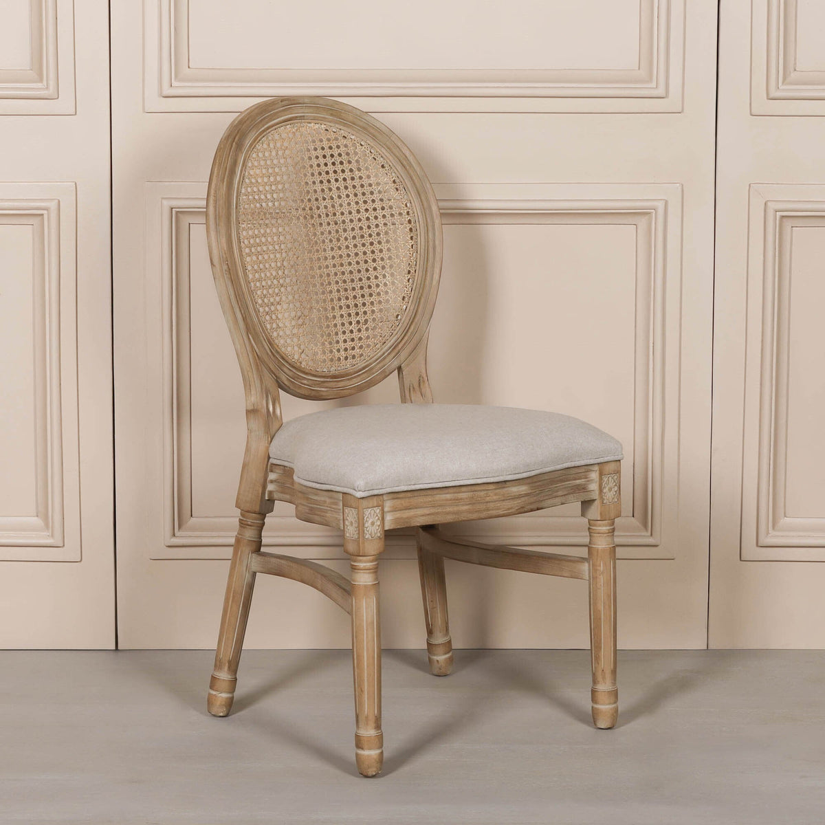 Louis Dining Chair in Fruitwood with Linen Seat Dining chair CasaFenix
