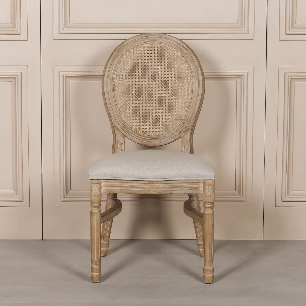Louis Dining Chair in Fruitwood with Linen Seat Dining chair CasaFenix